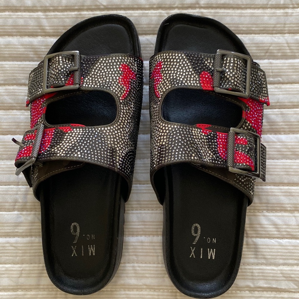 Mix No. 6 two band jeweled sandals